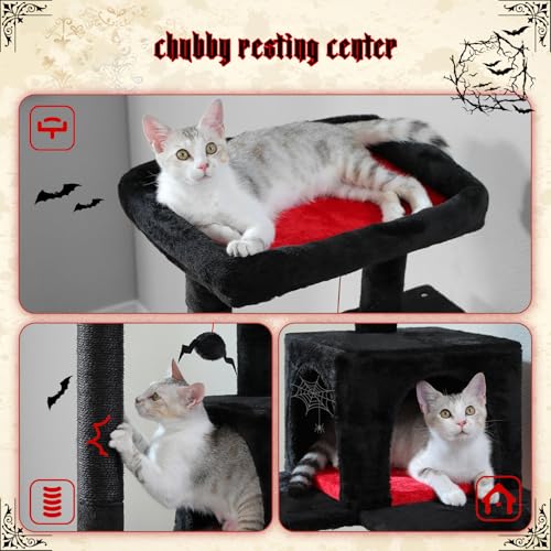 32" Small Cat Tree for Kittens & Small Cats (Black / 46 Inches)