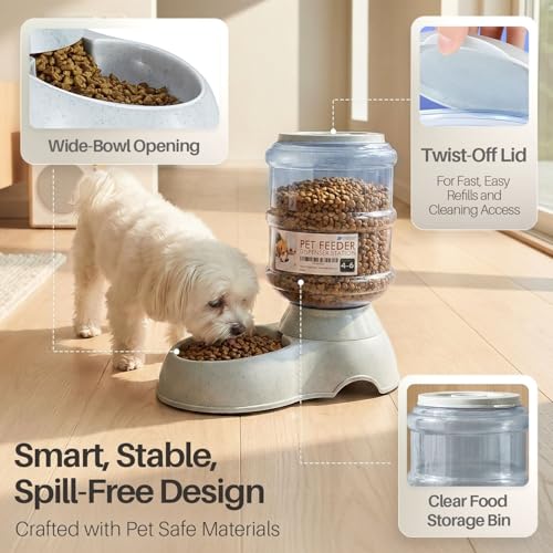 Automatic Pet Feeder & Waterer Set of 2 Pack (4-6 lb Feeder (1 Gallon) / Waterer + Feeder)