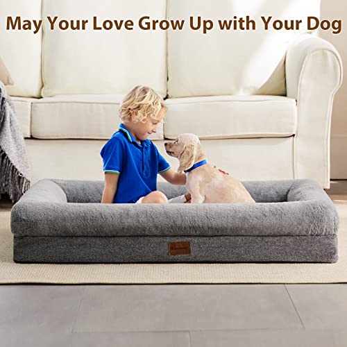 XL Extra Orthopedic Dog Bed for Large Dogs (45.0"L x 35.0"W x 7.0"Th / Grey)