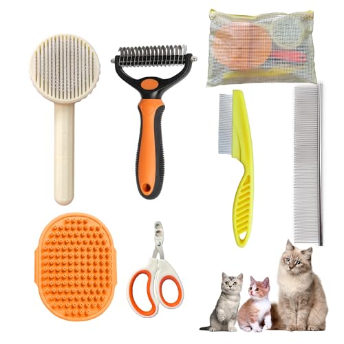 Cat Grooming Brush Kit 6 Tools (Orange)