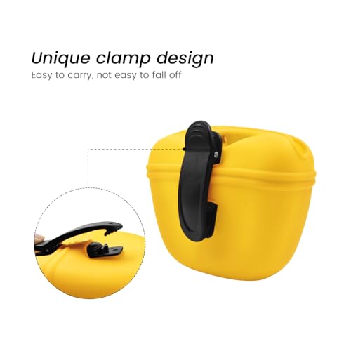 Silicone Dog Treat Pouch with Clicker Magnetic Closure Secure Clip (1 Pack / Yellow)