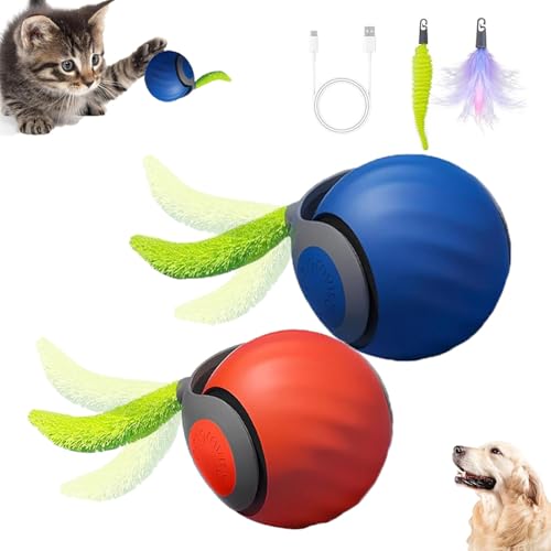 2Packs Speedy 2.0 Tail Cat Toys for Bored Indoor Adult Cats (Orange+Blue)