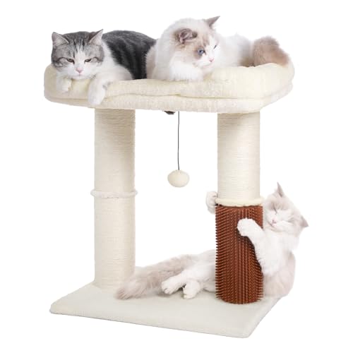 Cat Tree Tower for Large Cats Cat Scratching Post with Bed 20x16“ (Large / Beige)