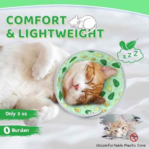 Cat Cone Collar Soft to Stop Licking (Avocado Green / L)