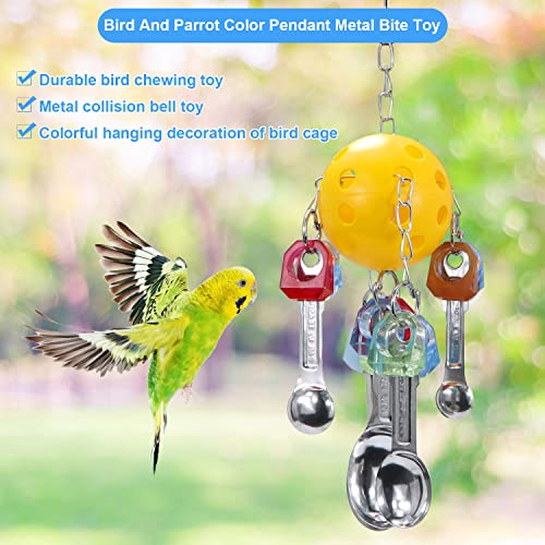 Bird Chew Toy Metal Spoons Hanging for Parrot Macaw (A - Spoon Toy)