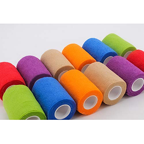 12 Rolls Elastic Self Adhesive Bandage Wrap 3 Inch (3 Inch-12 Count Color)