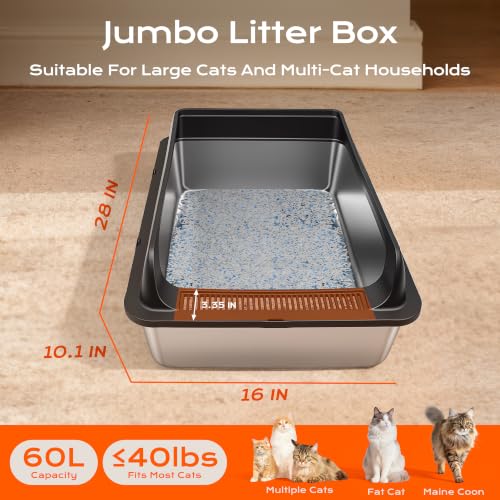 XXXL Stainless Steel Litter Box (XXX-Large / Black)