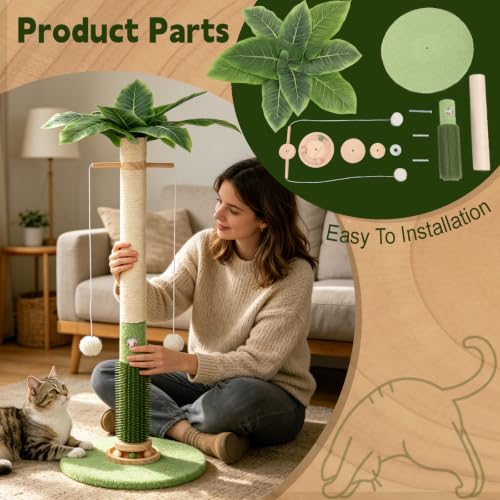 40'' Tall Sisal Cat Scratching Post (White Sisal)