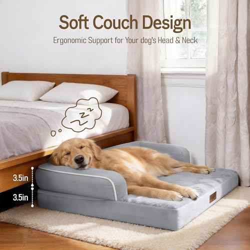 Orthopedic Waterproof Jumbo Dog Bed for Giant Dogs (Grey / 48"L x 33"W x 8"Th)