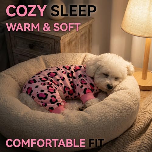 Dog Pajamas Onesie (02 Pink Leopard / XL (15-20 lb) Chest: 19.7")