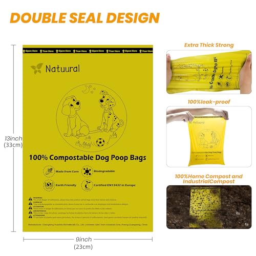 Certified Compostable Dog Poop Bags (Yellow)