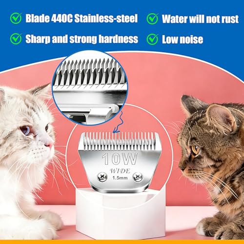 10W Wide Blade Grooming Clipper Blades for Andis (Silver/10W)