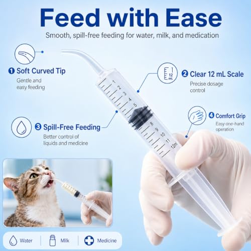 Silicone Feeding Nipple and Syringes for Newborn Kittens