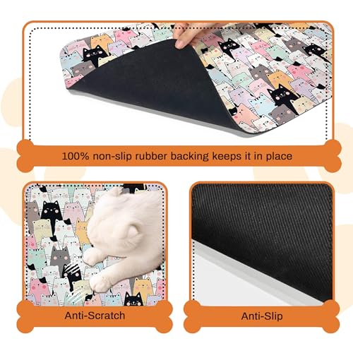 Pet Feeding Mat for Floors Waterproof Dog Mat for Food and Water Absorbent Quick Dry Non Slip mat for Cat Bowls (30"L x 17"W / Boho-2)
