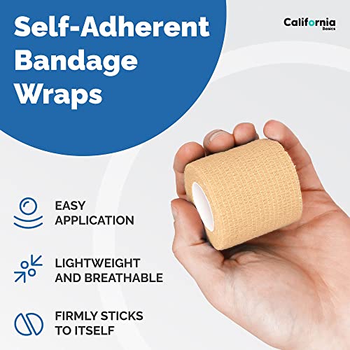 12 Pack Self Adhesive Bandage Wrap (2 Inch x 5 yard- Pack of 12 / Brown)