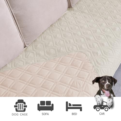 Waterproof Dog Bed Cover Pet Blanket for Furniture Bed Couch Sofa Reversible (68x82 Inch (Pack of 1) / Cream+babypink)