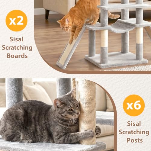 Cat Tree 78.7'' Tall Tower with Extra Wide Top Platform GCT804W (78.7 inches / Light gray)