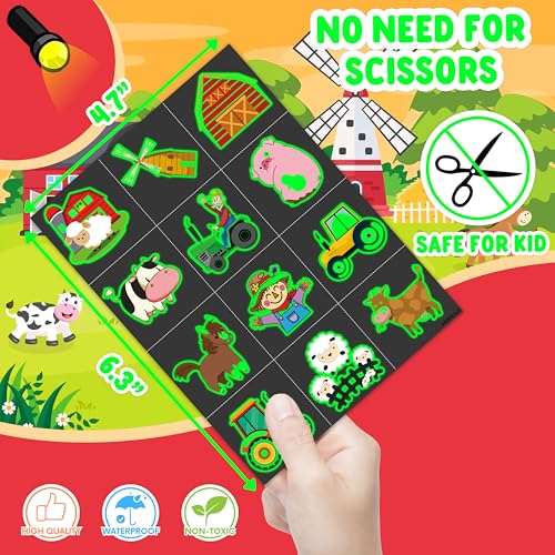 96 PCS Farm Barnyard Animal Glow In The Dark Pre (Luminous)