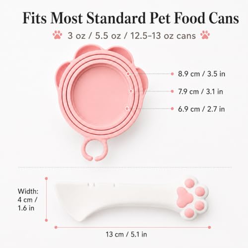 Cat Food Can Lid and Spoon (Pink&White)