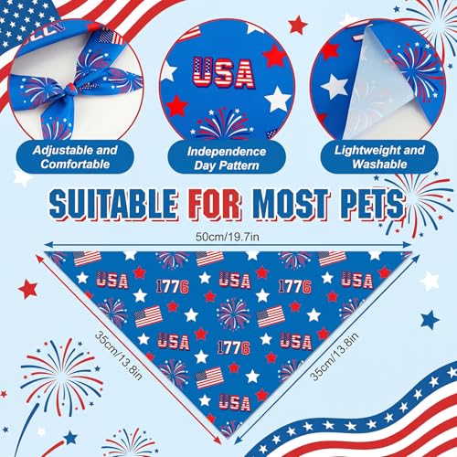 50 Pcs Patriotic Dog Bandanas Bulk 4th of July Bandanas for Dogs Star Triangle Kerchief Bib Scarf Set for Pet Independence Day 250th Anniversary Party Costume (4th of July / 19.7 x 13.8 x 13.8'')