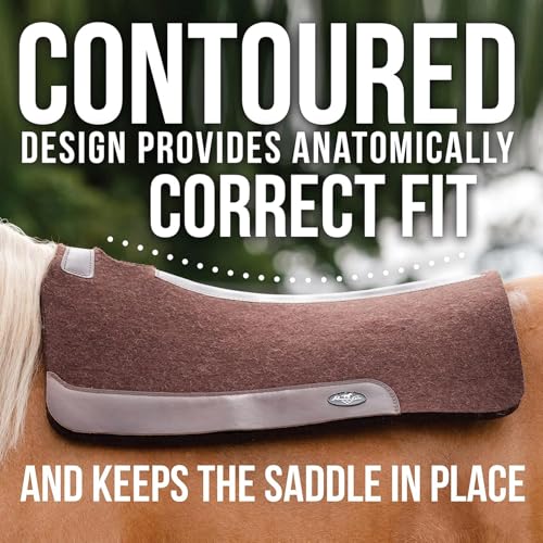 100% Steam Pressed Wool Felt Western Saddle Pad (31" x 32" x 1" / Chocolate)