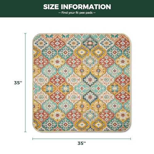 Washable Pee Pads for Dogs (Beige Gourd / 35" Square (2 Packs))