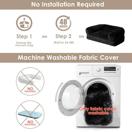 Foldable XXL Dog Bed for Large Sized Dog (54x38x7.5(Folded 38x27) / Black)