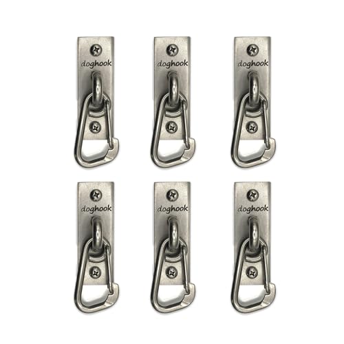 Canine Hitch Secure Dog Leash Parking Wall Slim Hook with Clip 6 Pack (Standard with Clip (6 pack))