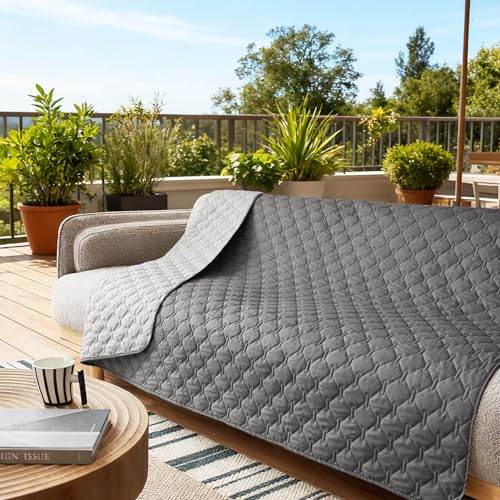 Waterproof Dog Blankets for Large Dogs (82x102 Inch (Pack of 1) / Dark Grey/Light Grey)