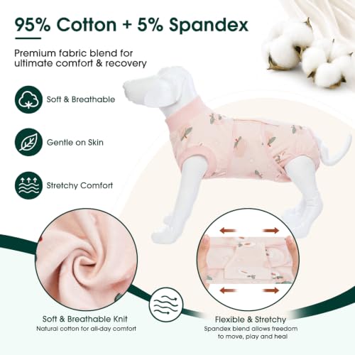 Recovery Suit for Dogs Cats (X-small (Back:8.3-11.4'', Weight:4-7 Lb) / Mist Peach)