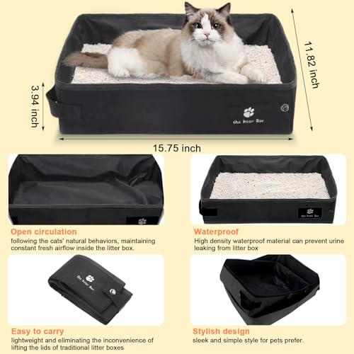 Cat Carrier with Litter Box (Whole Black)