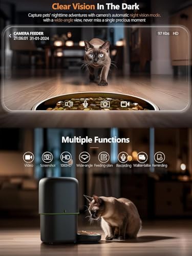 Automatic Cat Feeder with Camera (Black)