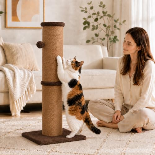 32 Inch Tall Cat Scratching Post (X-Large / Chocolate Brown)