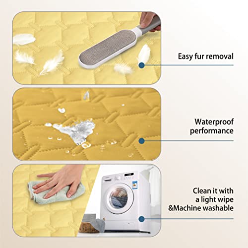 Waterproof Blanket for Dogs (40x50 Inch (Pack of 1) / Dark Yellow/Light Yellow)