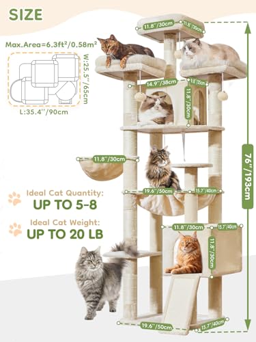 Tall Cat Tree (Beige / 76 Inches)
