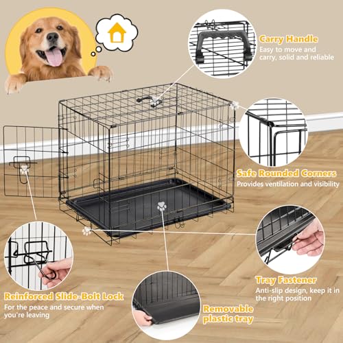 Dog Crate 24 Inch Small Dog Cage Foldable Indoor Outdoor Pet Kennel (25.0"L x 16.7"W x 18.5"H)