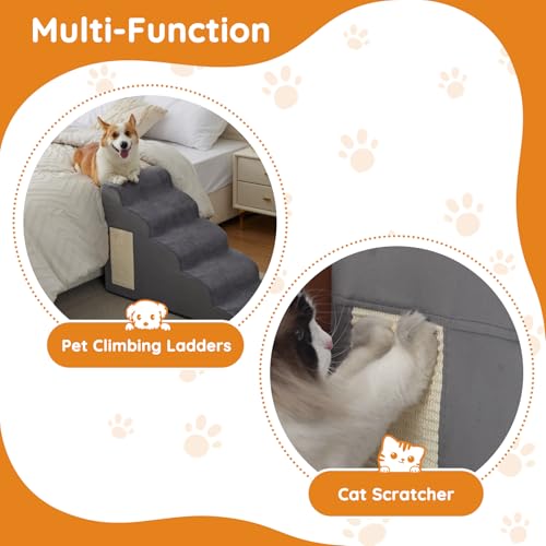 Dog Stairs for Small Dogs 11.8" H (Grey / 2-Step 11.8"H)