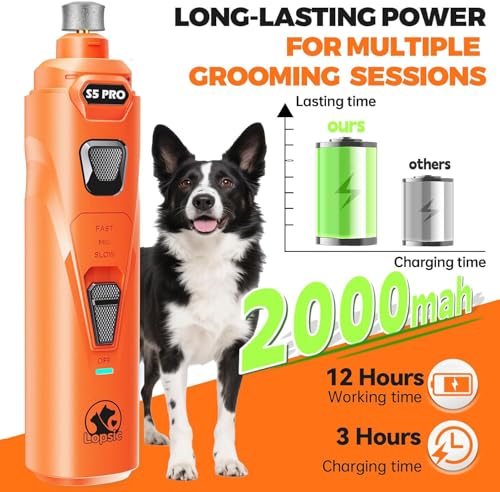 Whisper Quiet Dog Nail Grinder Safe & Stress (Orange)
