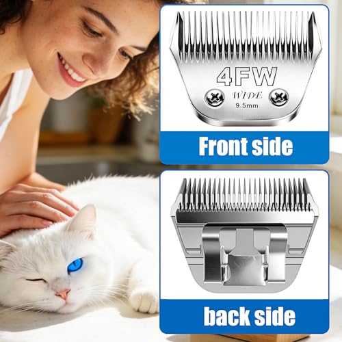 Wide Blade Dog Grooming Clipper Blades (Silver/30W+4FW+5FW+7FW-4pack)