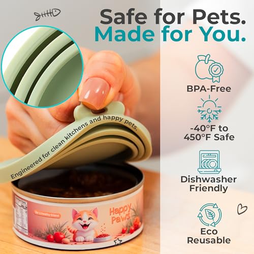4 Pack Universal Pet Food Can Covers Lids (Ocean Mist / 4 Piece Set)