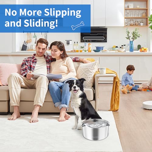 3L 101oz Dog Water Bowl Stainless Steel Slow Water Bowl for Dog (A: 304 Stainless Steel)