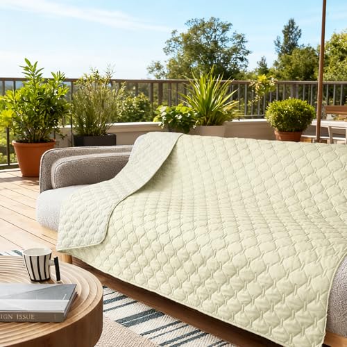 Waterproof Dog Blankets for Large Dogs (82x120 Inch (Pack of 1) / Dark Cream/Light Cream)