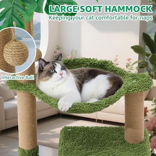 38'' Cat Tree Tower with Scratching Posts Cat Condo Tree Green (Green / 38‘’)
