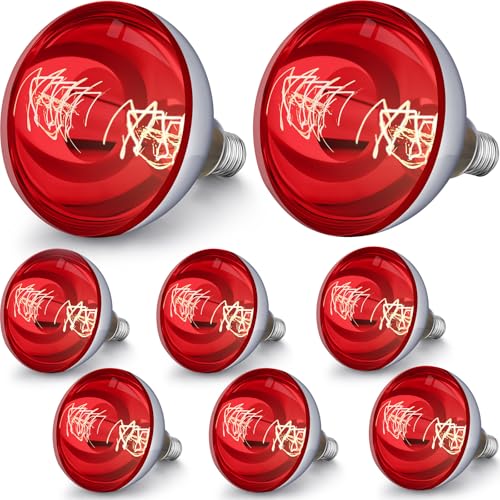 8 Pack Heat Lamp Bulbs 250 Watt (Red)