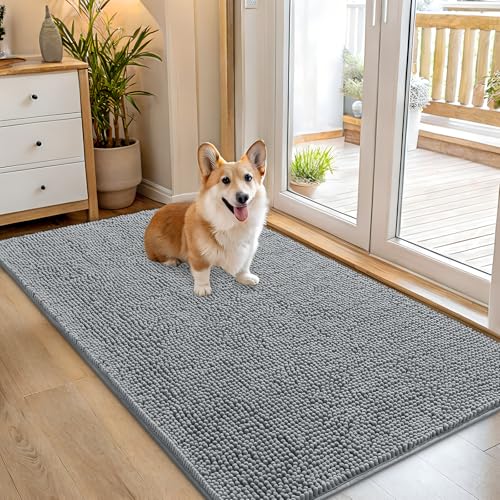 Dog Door Mat for Muddy Paws 54x32 (Grey / 54" X 32")