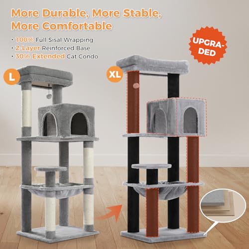 Cat Tree for 30lbs Large Cats (Black / 57.8 Inches)