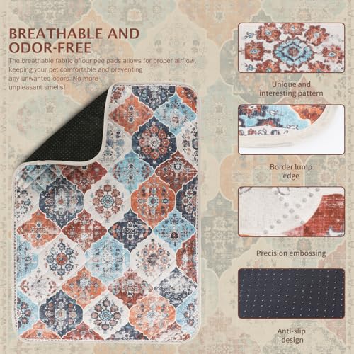 Washable Pee Pads for Dogs (24x18 Inch (Pack of 2) / 01-orange-multi)