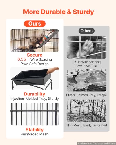 Metal Small Animal Cage 39.8" H 3 (24.8"L x 14.2"W x 39.8"H)