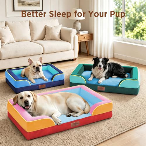 Orthopedic Dog Beds for Large Sized Dog with Bolster (36.0"L x 27.0"W x 8.0"Th / Seattle)