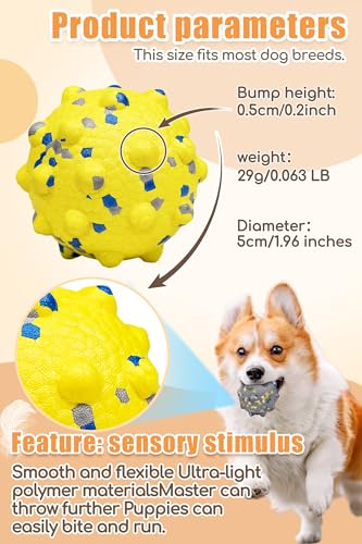 1.96'' Dog Balls for Dogs Aggressive Chewers Indestructible Tennis Durable Bouncy Interactive Dog Toy Balls for Fetch Game Floating Training (Yellow-Small)